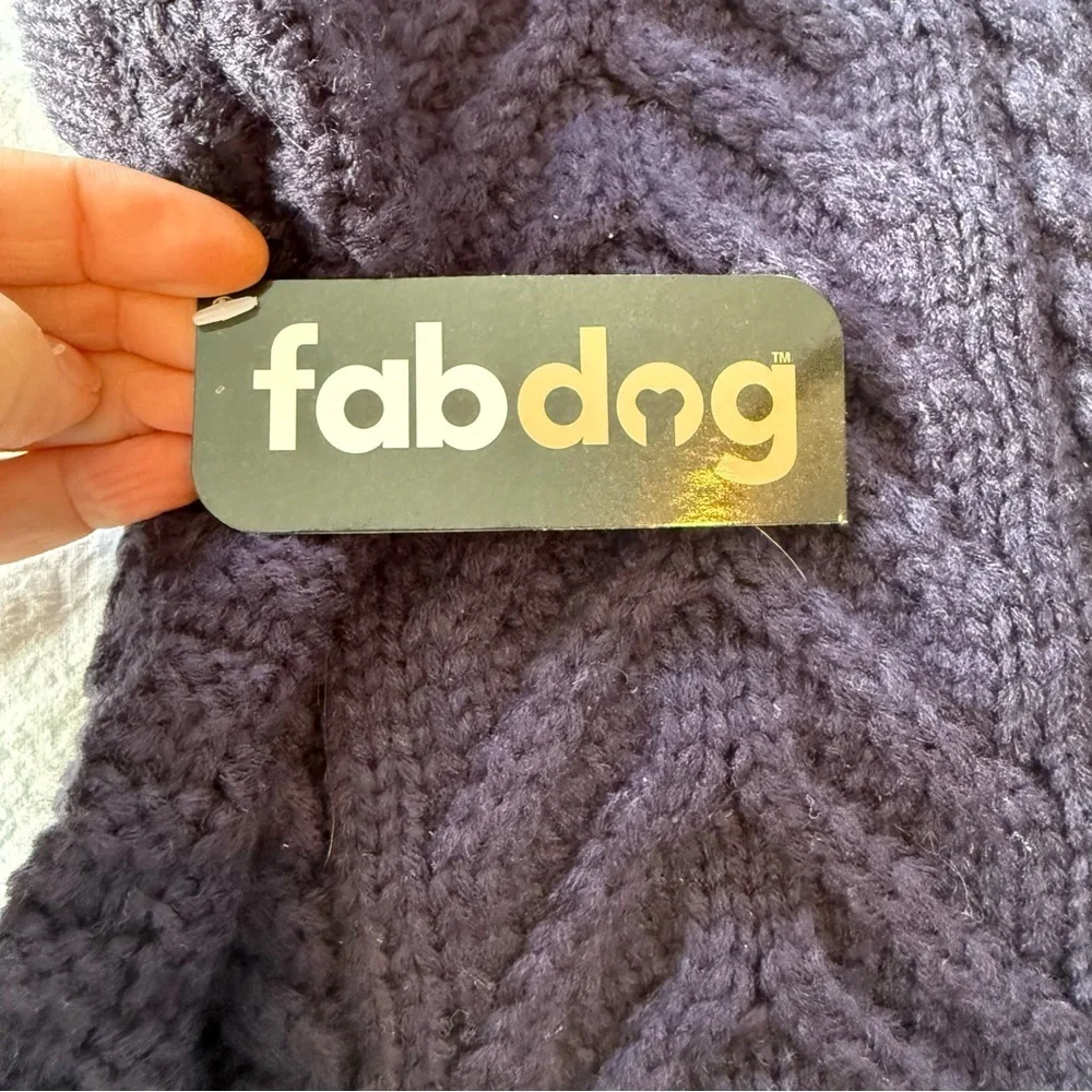 Fab Dog Navy Cable Knit Turtleneck Sweater, NWT, Size 20”